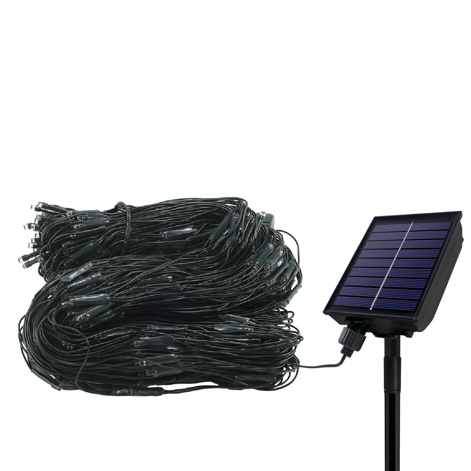 Rete di luci a energia solare, 250 LED, luce bianca calda, 3 x 2 m, 8 modalità con telecomando, tenda luminosa, per esterni e interni, decorazione per Halloween, Natale, matrimonio