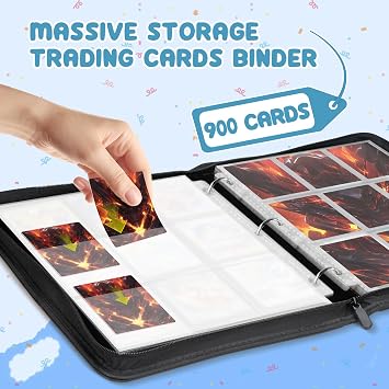 9-Pocket Trading Card Binder, 900-Card Capacity, Black Red
