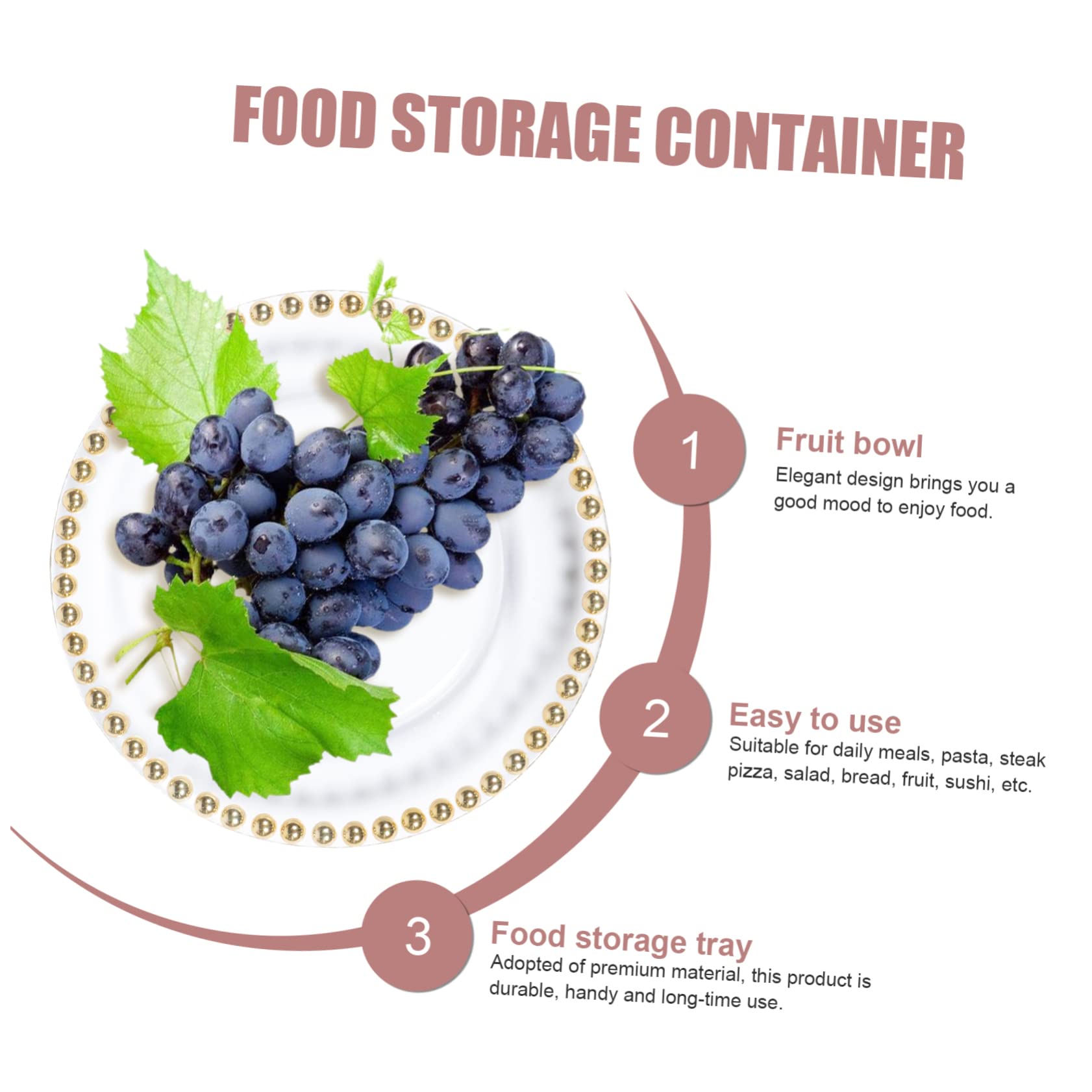 FUNOMOCYA Serving Plate Utensil Tray Antique Charger Plates Dish Snack Plates Decor Beaded Charger Plates Steak Serving Tray Afternoon Tea Food Supply Pasta Serving Gold Charger Plates