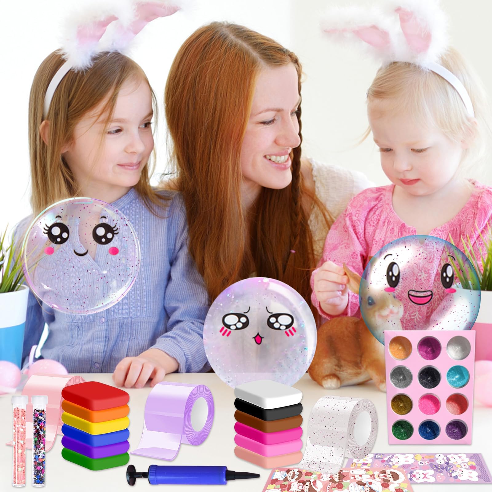 70 Set Nastri Adesivi per Bolle Sapone Nano, Set di Nastri Adesivi per Bolle di Sapone Nano per Bambini, Nastro con Glitter, Nastro Adesivo Trasparente Multiuso, Bolles Sapones Antistress (C)