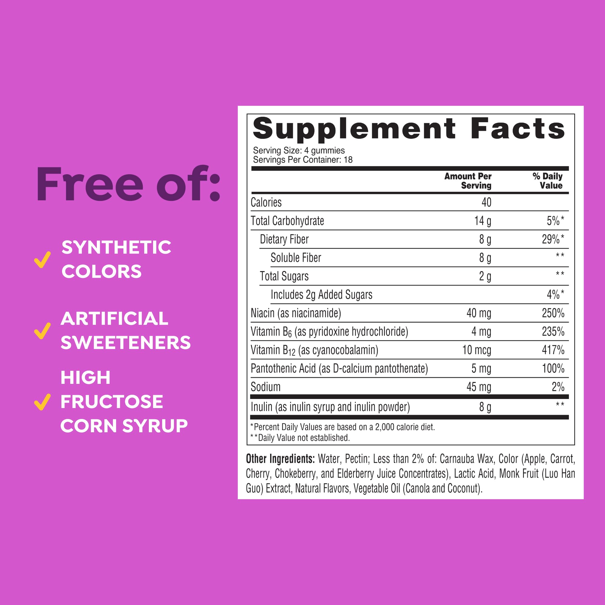 MiraFIBER Gummies, from The Makers of MiraLAX, Vegan Formula, 8g Per Serving, Gut Health for Men & Women, Prebiotic Fiber Gummies for Adults, Mixed Fruit Flavor 72Ct — Amazon image 9
