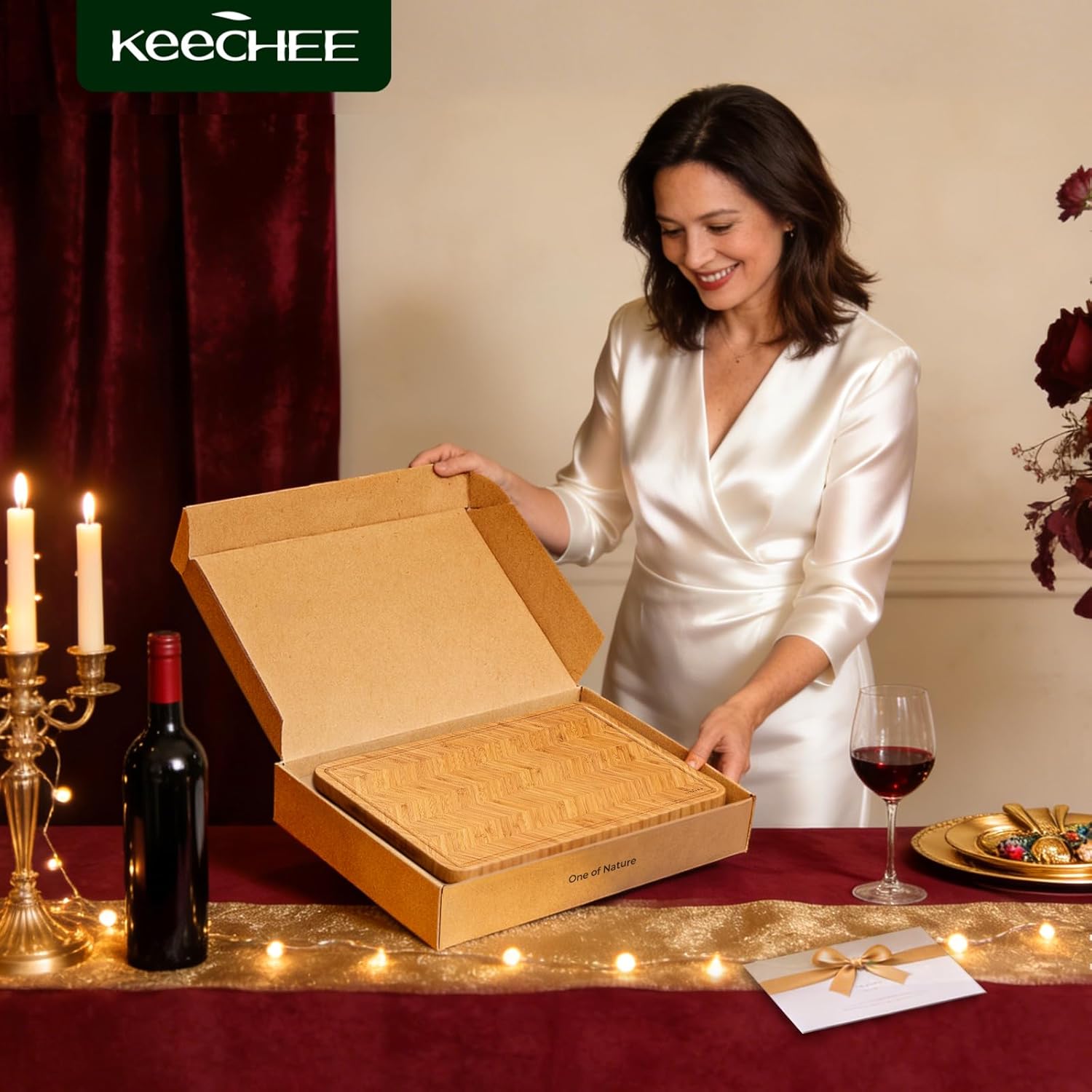 Atelier Collection Bamboo Cutting Board, Reversible Wood Chopping Boards for Kitchen with Juice Grooves, Handcrafted Large Serving Tray, Luxury Housewarming Wedding Gifts for New Home - Image 9