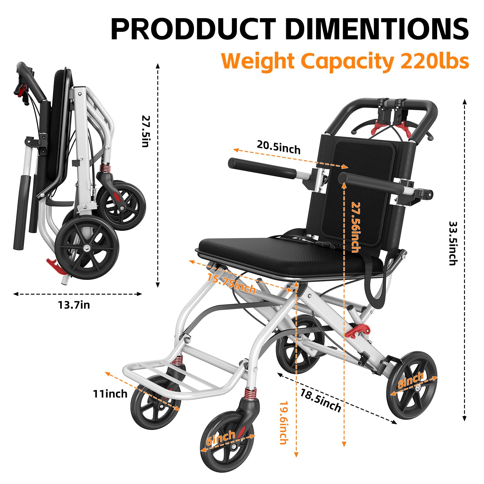 Lightweight Foldable Transport Wheelchair -2