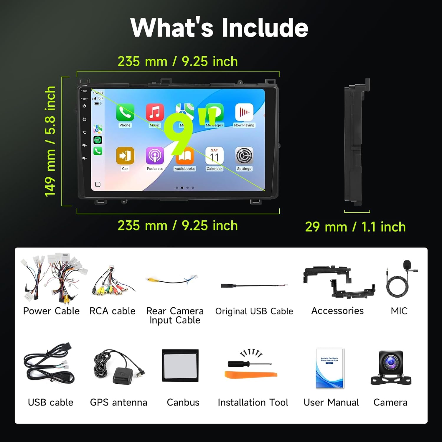 8Core 6G+128G Radio for Toyota Corolla 2017 2018 2019 Car Stereo with 5.0 Bluetooth,Wireless Carplay,DSP 46EQ,Android Auto 5GhzWiFi 9inch 1280x720 IPS Touch Screen 63UIs,Backup Camera,GPS,FM/RDS
