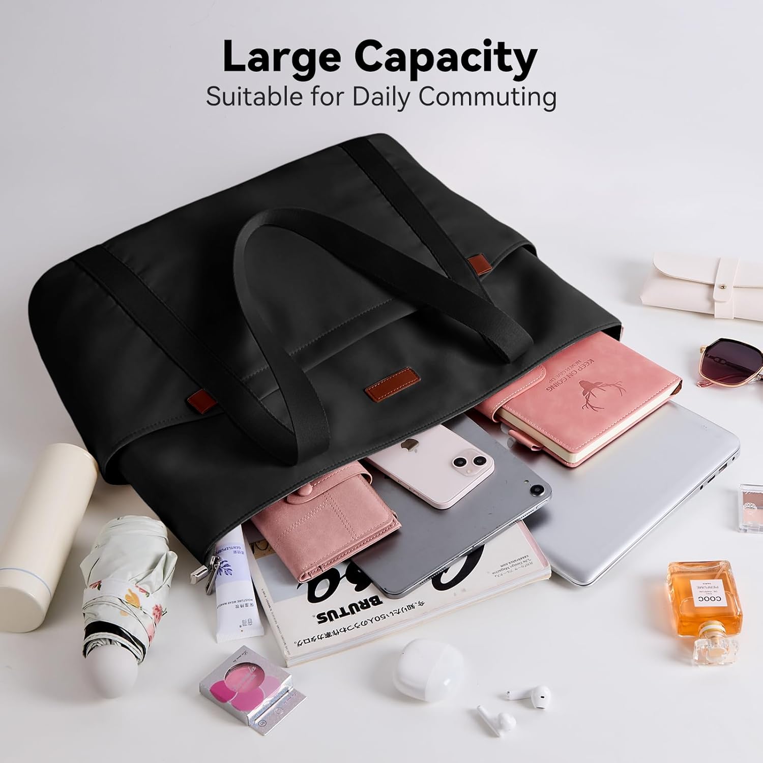 Handbags for Women Large Capacity Tote Bag with Zipper and Multi-Pockets Lightweigh... - Image 7