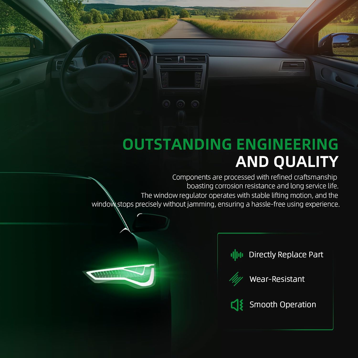 Power Window Regulator 82401-2V010,for Hyundai Veloster 2012-2017,Front Door Power Window Regulator,Front Left Side Electric Window Regulator with Motor,OE 82401 2V010 824012V010