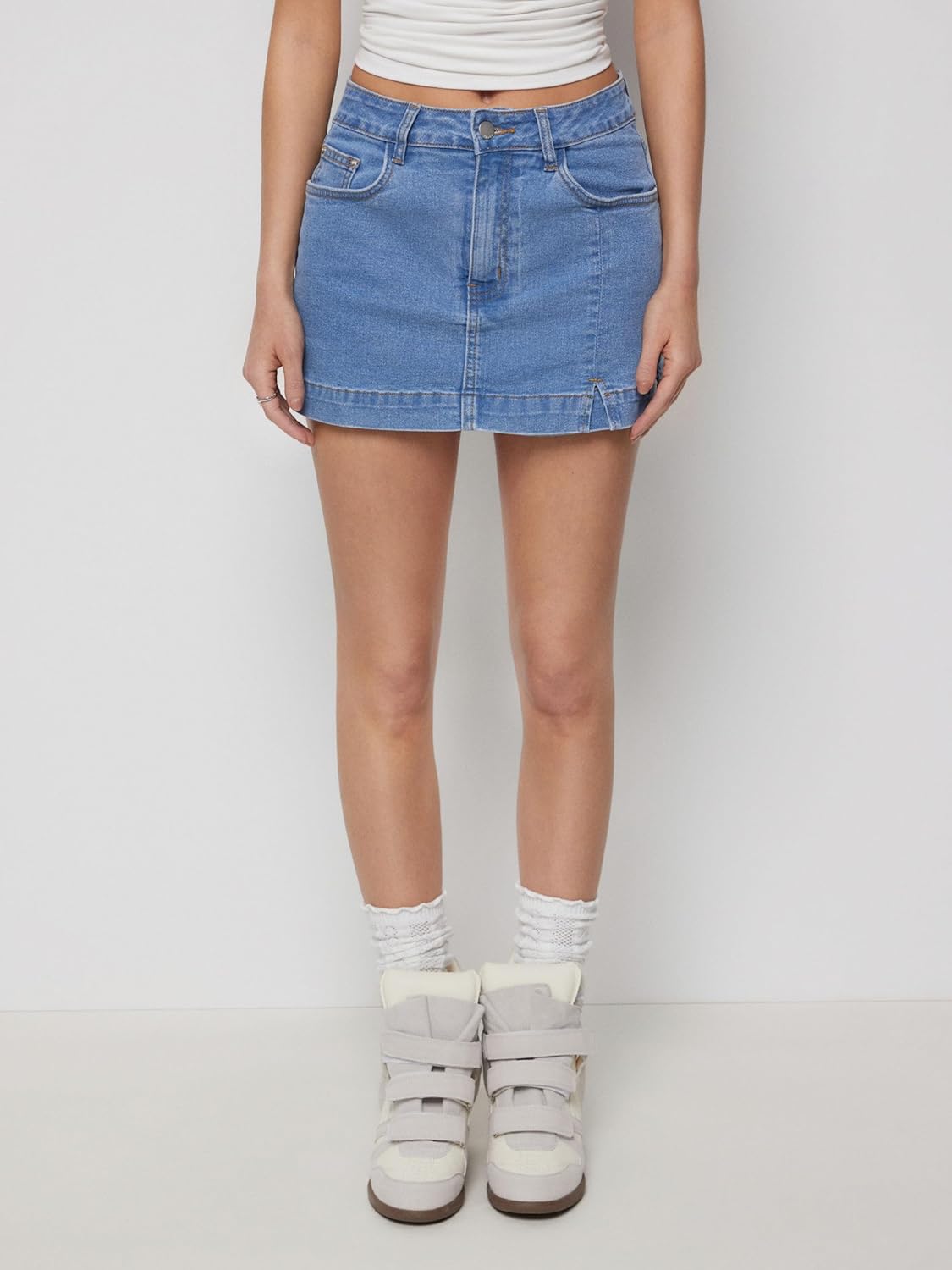 CIDER Jean Skorts for Woman High Waisted Denim Mini Skirt with Shorts Stretchy Y2K Side Split Summer Trendy Shorts