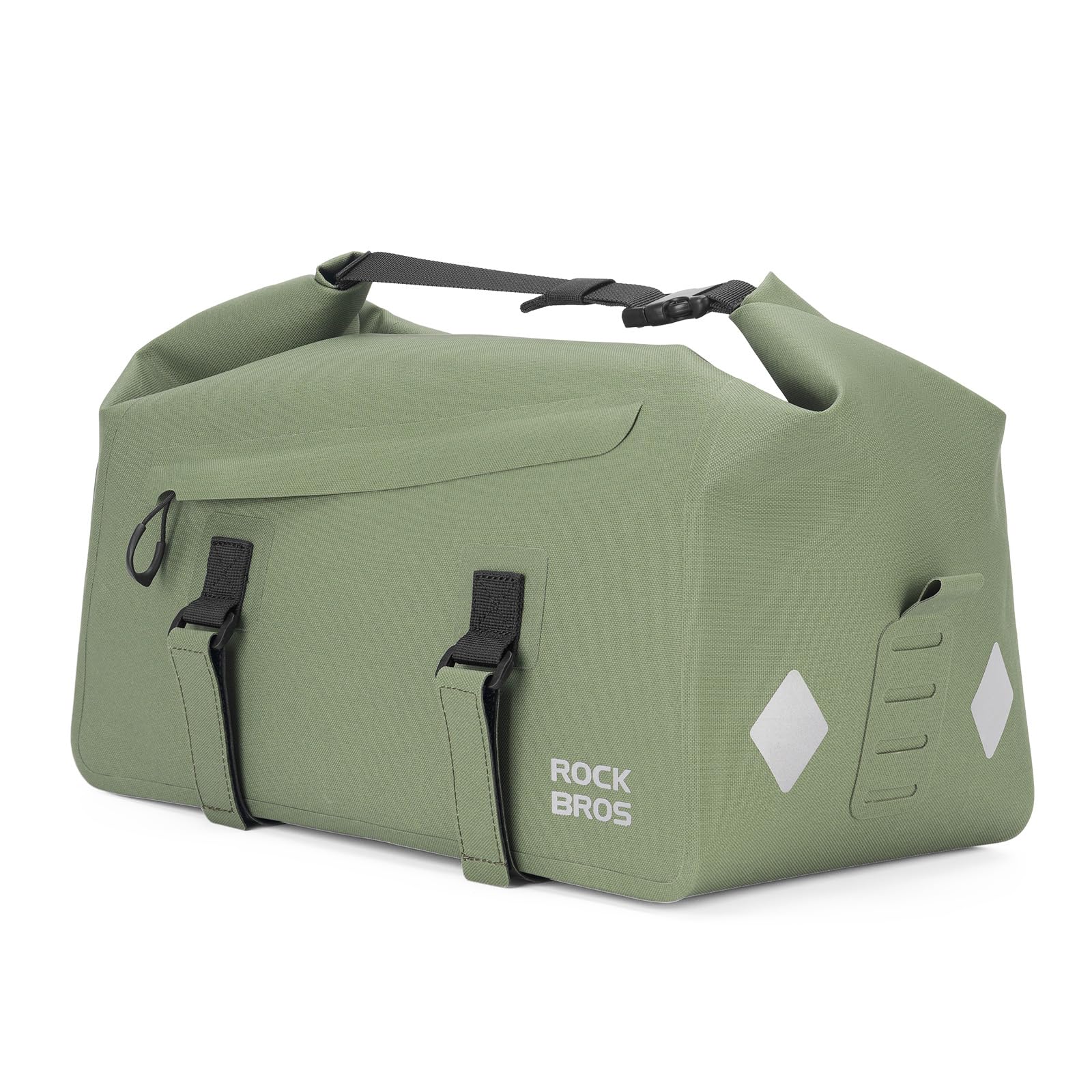 ROCKBROS wasserdichte Fahrrad Gepäckträgertasche mit Rollverschluss | Robust Fahrradtasche Umhängetasche, mit Schultergurt, Reflektierendes Logo, für Pendeln Touren und Alltag, 16 L