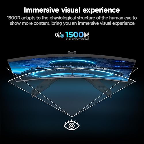 Miniatura 3 de KOORUI - Monitor curvo de computadora de 24 pulgadas, FHD 1080P para juegos, 165Hz VA 1800R monitor ultrafino, HDMI X2DP, compatible con VESA,