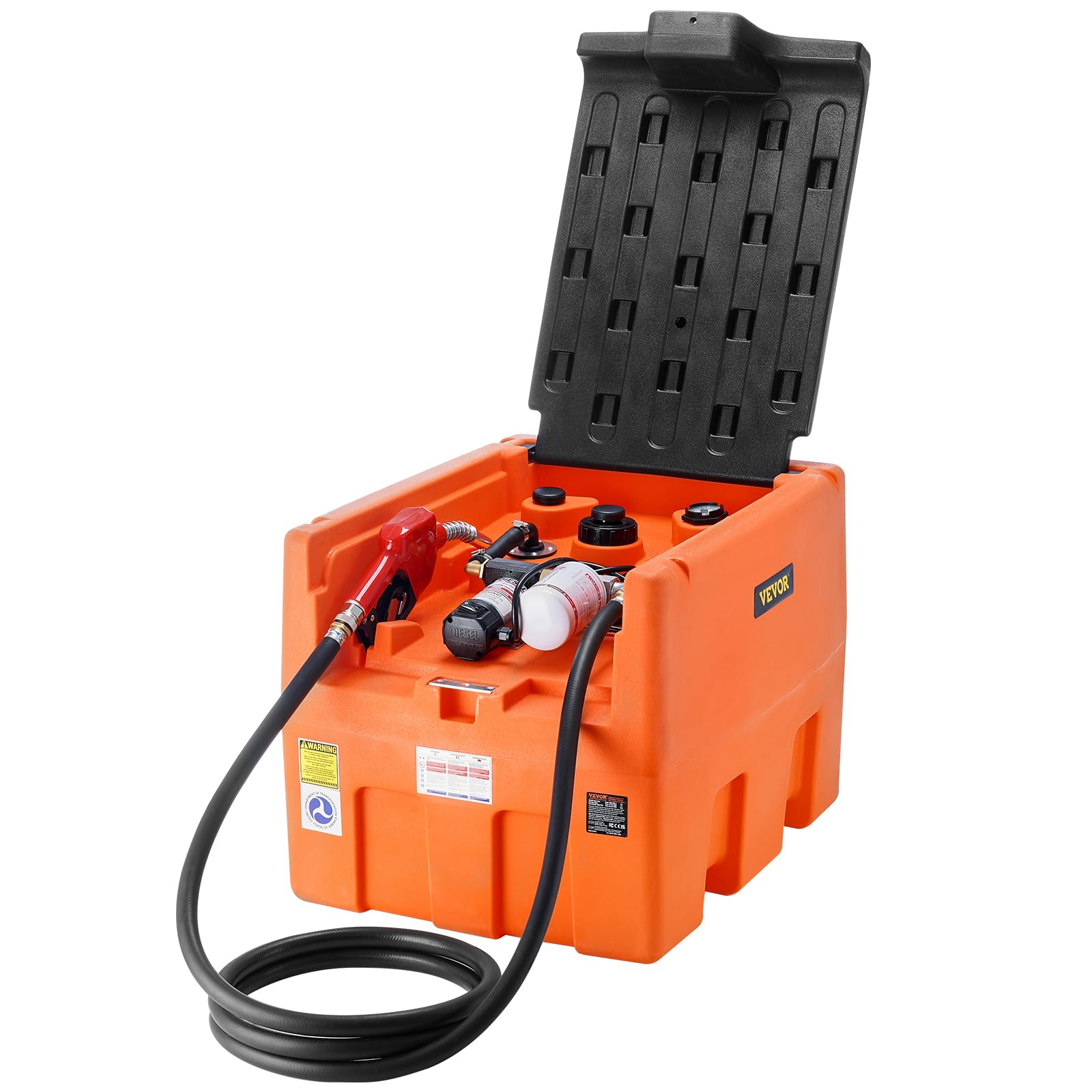 VEVOR Serbatoio Diesel Portatile 182 L, Serbatoio Rifornimento Carburante, Pompa di Trasferimento 12 V 40 L/min Tubo Flessibile da 4 m, per Veicoli Apparecchi Agricoltura Industriale Commerciale