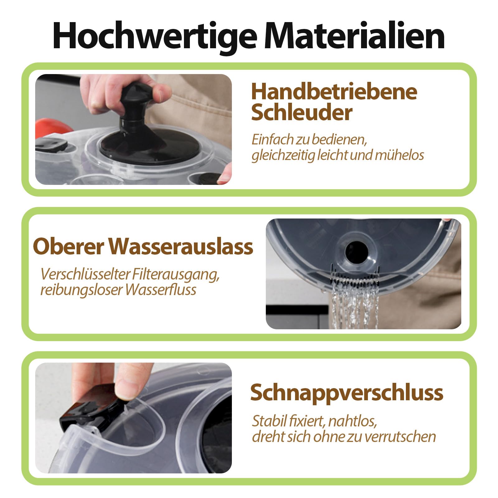 5L Salatschleuder, Salatschleuder Edelstahl, Salatschleuder Mit Deckel, Lebensmittelecht Edelstahl, Rutschfester Sockel, Effizient zur Salatzubereitung & Lebensmittelreinigung (Edelstahl 304)
