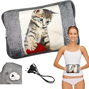 A2ZWORLD Borsa Acqua Calda Elettrica, Scaldamani Elettrico, Vellutato Morbido, Scaldapiedi Con