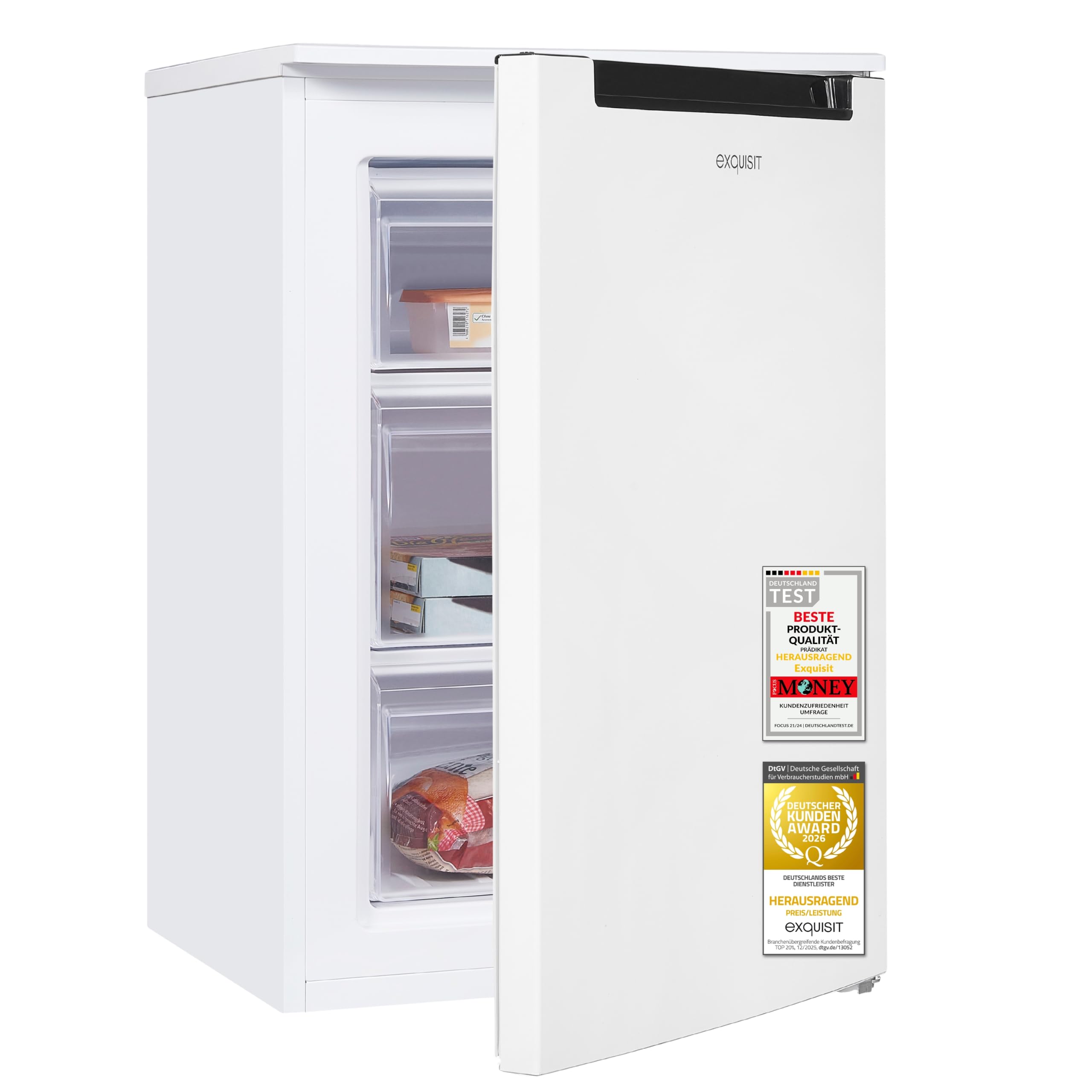 Exquisit Congelador, 4 estrellas, clase energética C, 87 litros, congelador pequeño, compacto, congelador, 55 cm de ancho, GS581-040C blanco