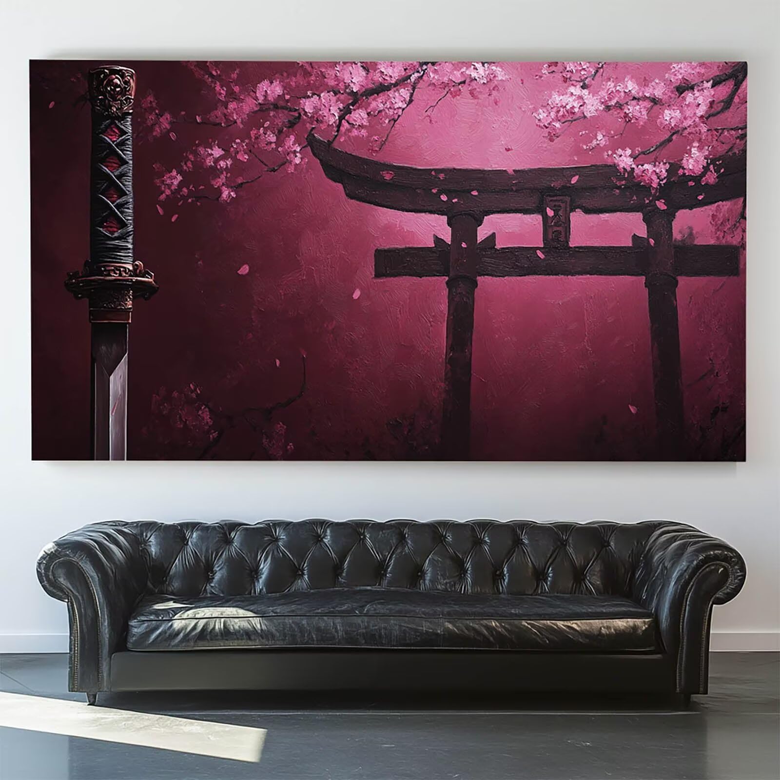 Pintar por Numeros Adultos Katana, Pintar por Numeros Niños Kit Manualidades Adultos flor de cerezo Cuadros para Pintar por Numeros Pintura Acrílico, Cuadros Decoracion Salon Modernos 80X160cm 7w-P-7