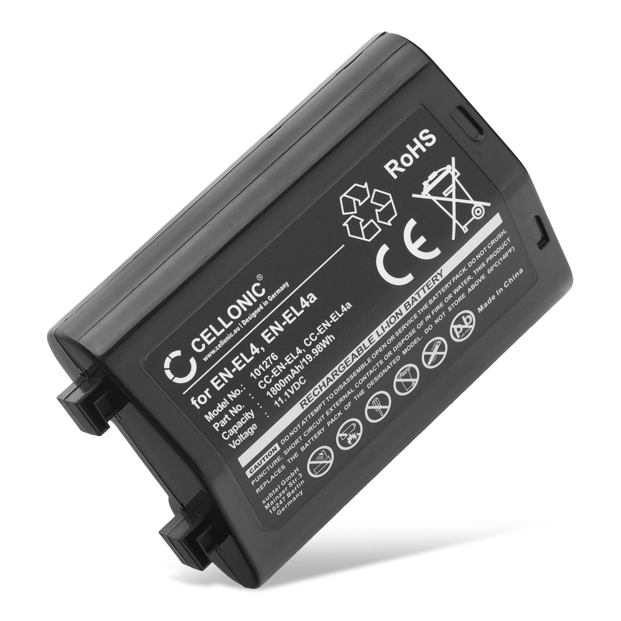 CELLONIC, Batterie pour Caméra, Compatible avec Nikon D3, EN-EL4a, D3s, en-EL4, D2X, D3X, F6 (11.1V, 1800mAh)