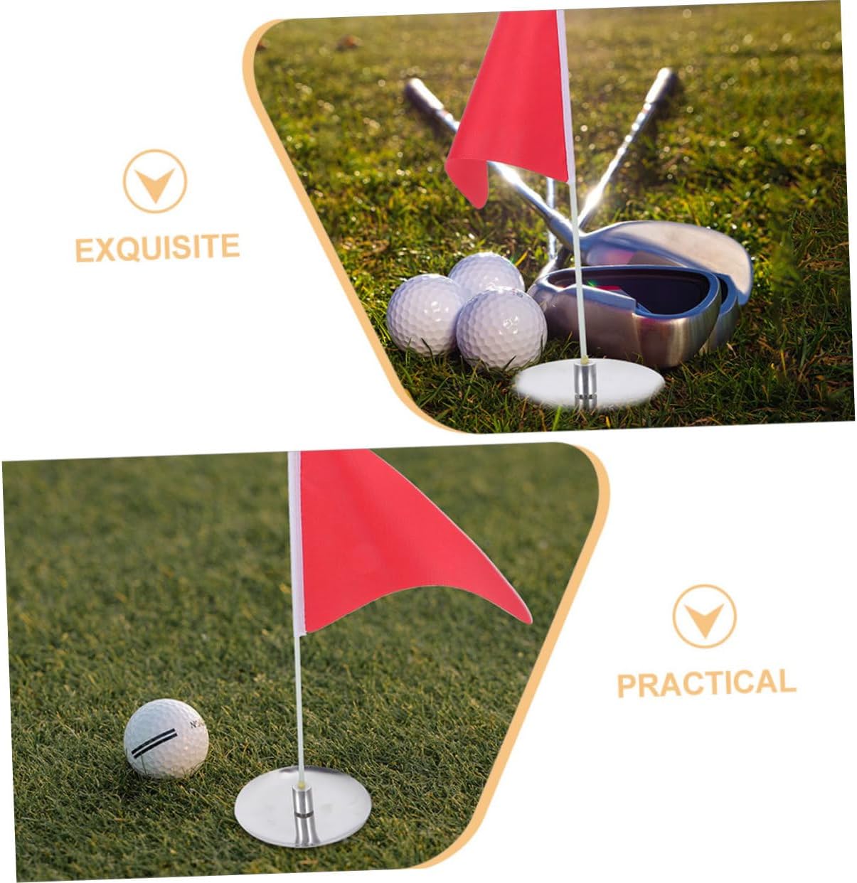 INOOMP 2sets Thickened Golf Hole Cup and Flag Portable Putting Aid for Training Compact Easy to Clean High Accessories