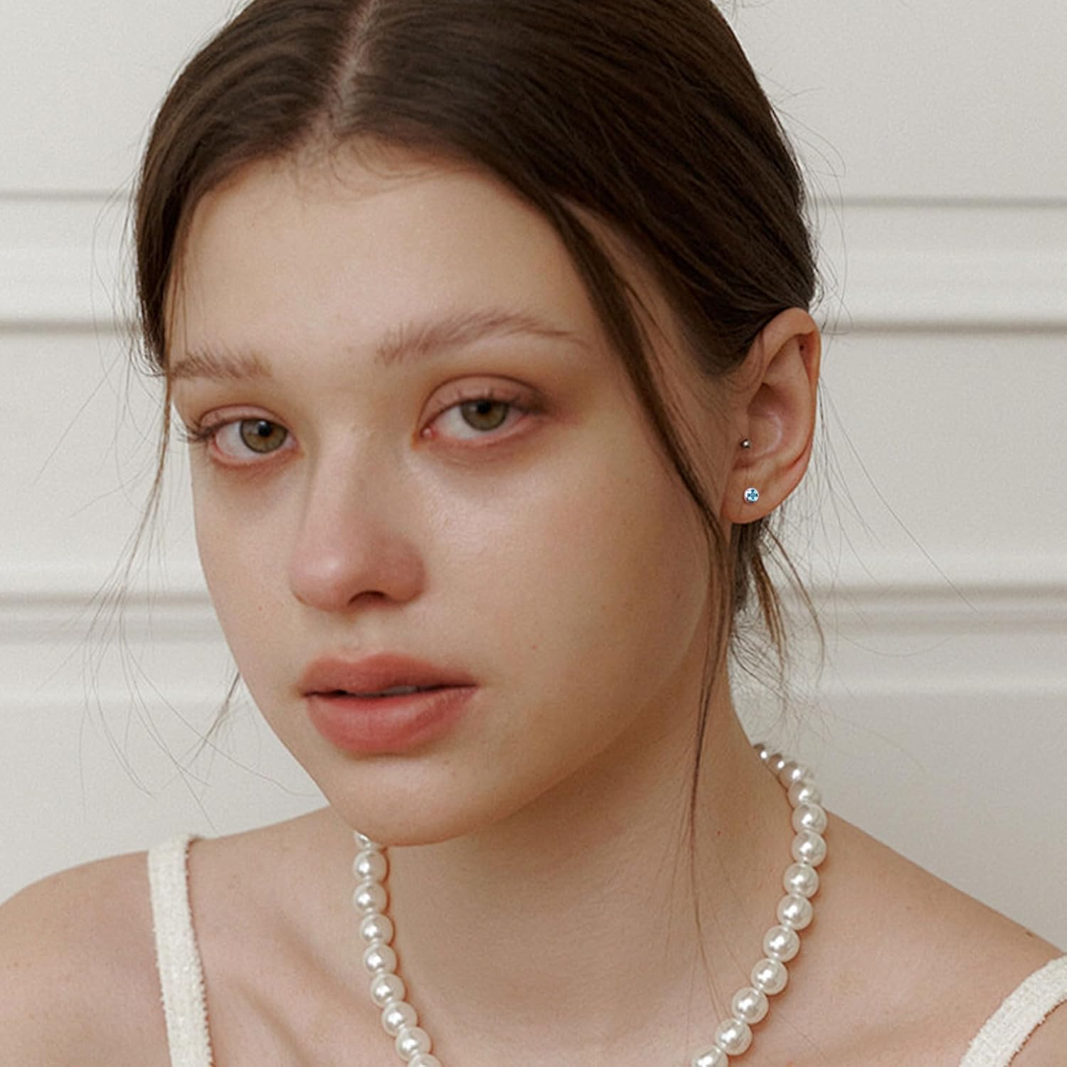 ZDE Titanium Women Flatback Earrings for Women Crystal Stud Earrings Flat Back Earrings Hypoallergenic Cartilage Flatback Earring Tragus Helix Tragus Conch Piercing 3mm-5mm - Image 5