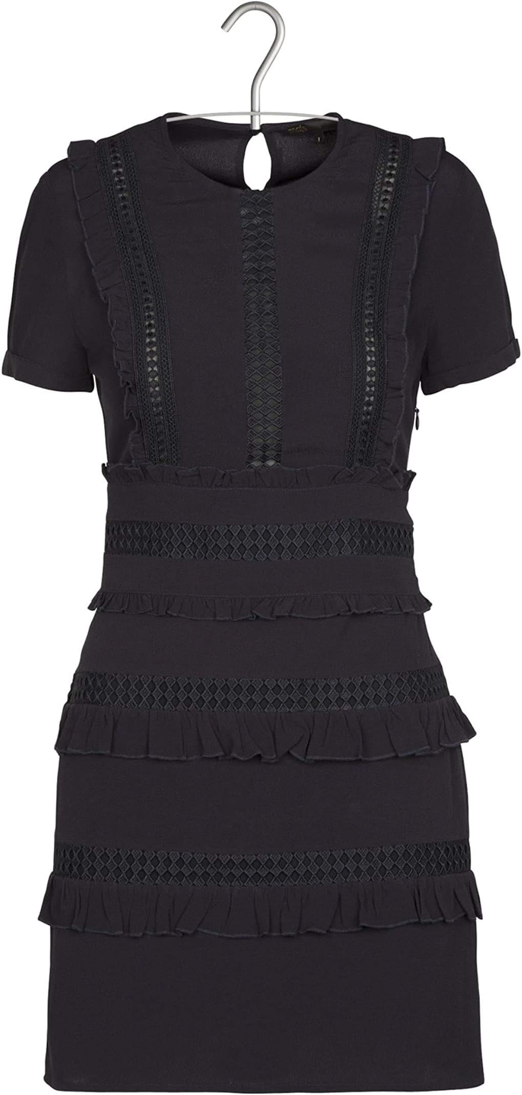 Maje Navy Ruya Frill Dress (2)