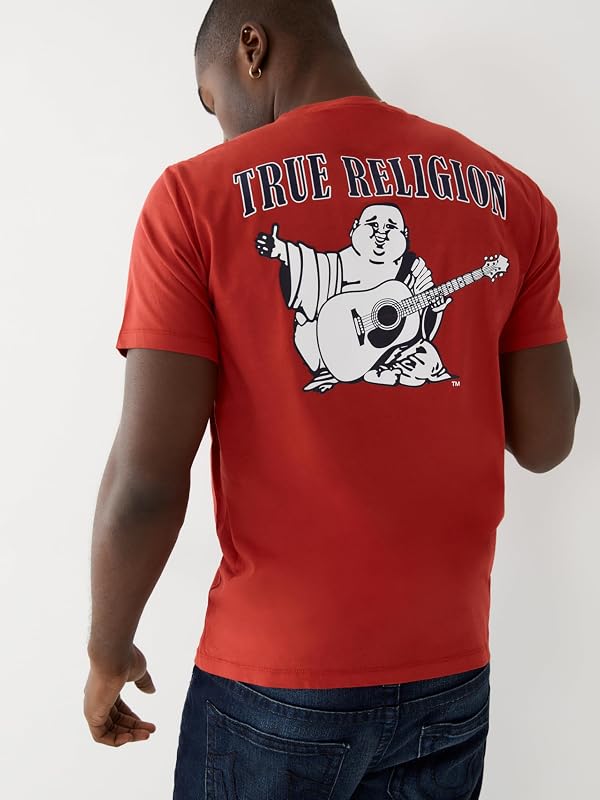 True Religion Men’s Buddha Logo Crew Neck Tee Shirt – T Shirts for Men, Graphic Tees, Ruby Red, Small by True Religion - Used condition - Image 3