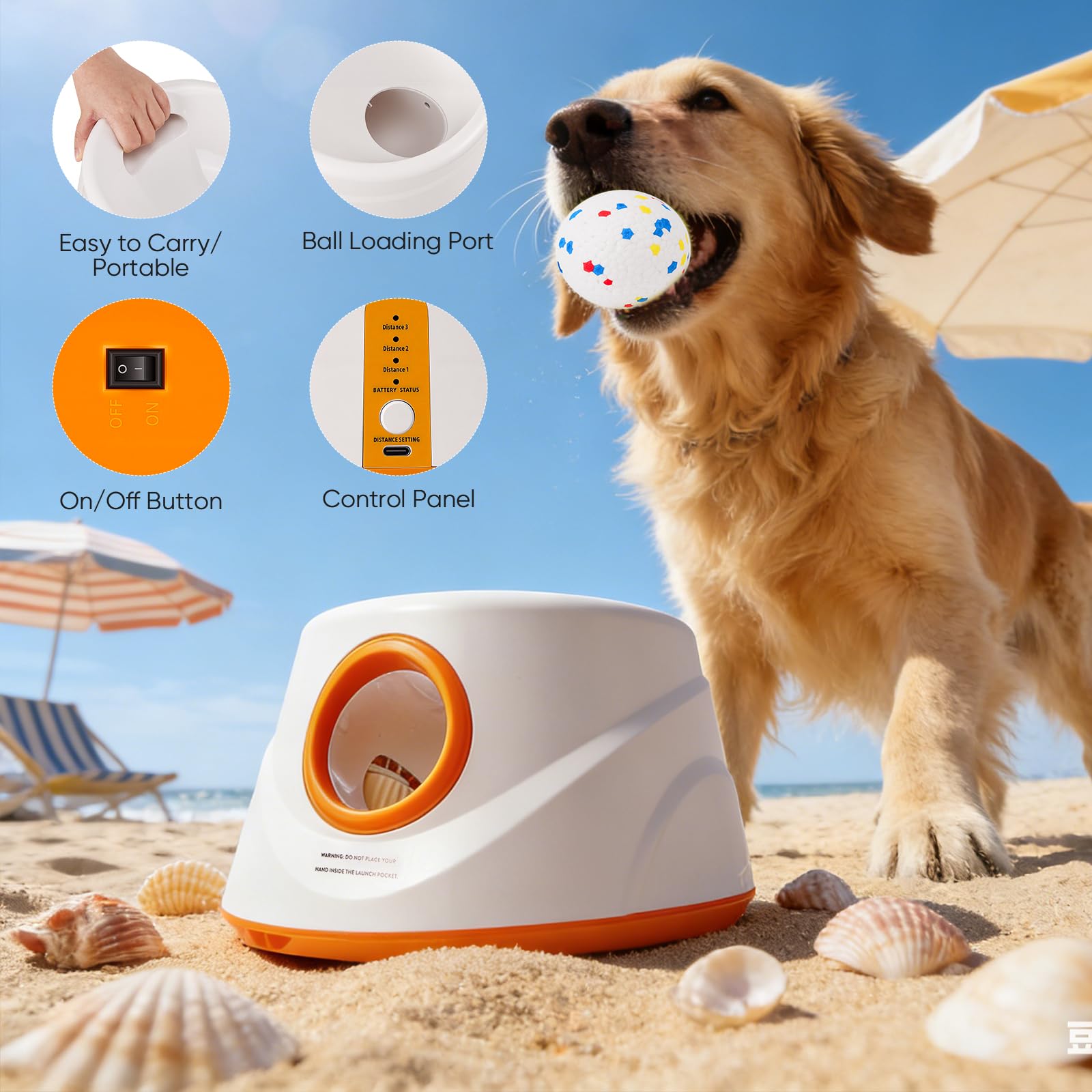 Máquina lanzadora de pelotas para perros con 3 distancias (6 m-14 m), incluye 3 pelotas de tenis robustas, lanzador de pelotas para perros, lanzador de pelotas interactivo automático para perros
