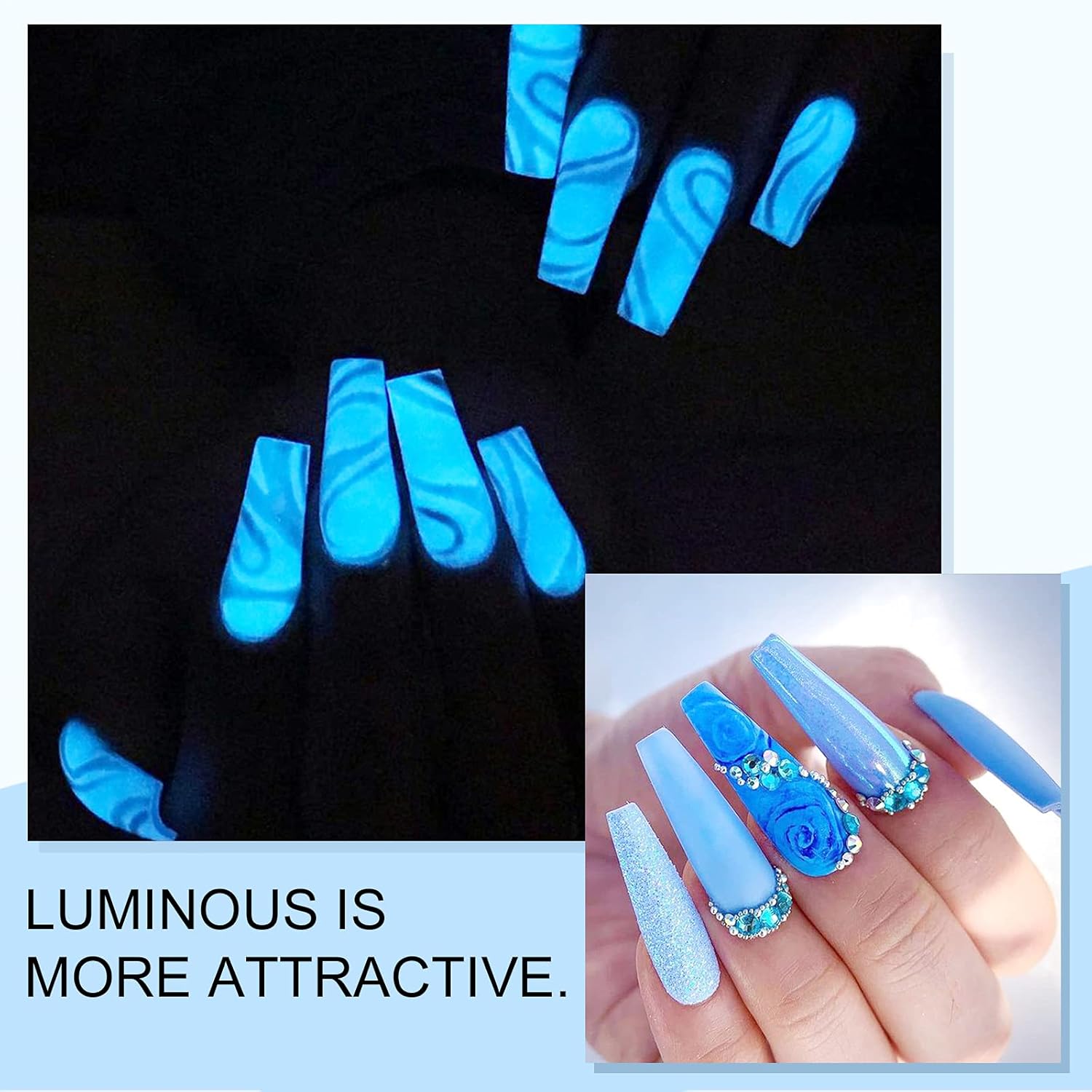 glow acrylic nails