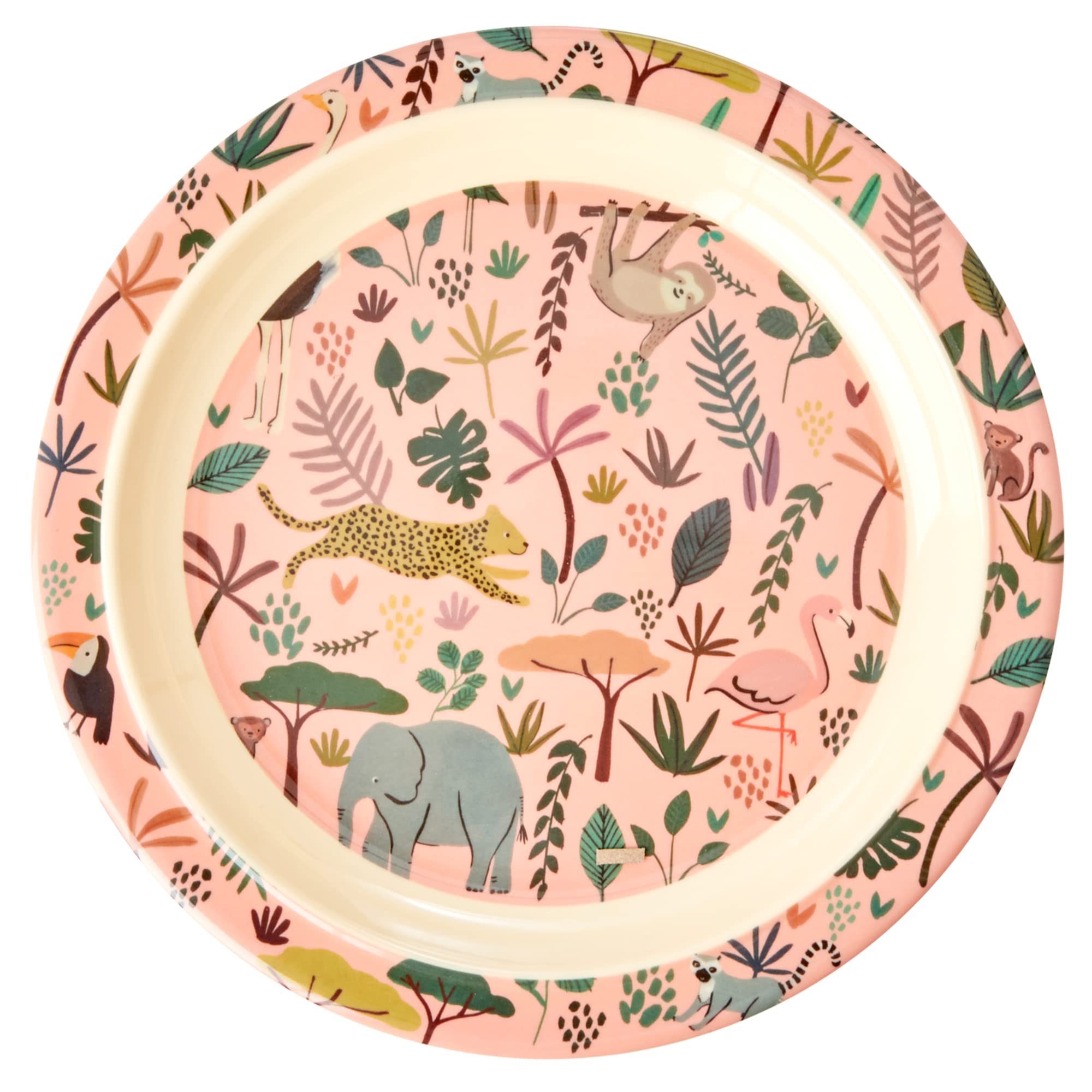 Melamin Kinderteller - Koralle - Jungle Animals Print