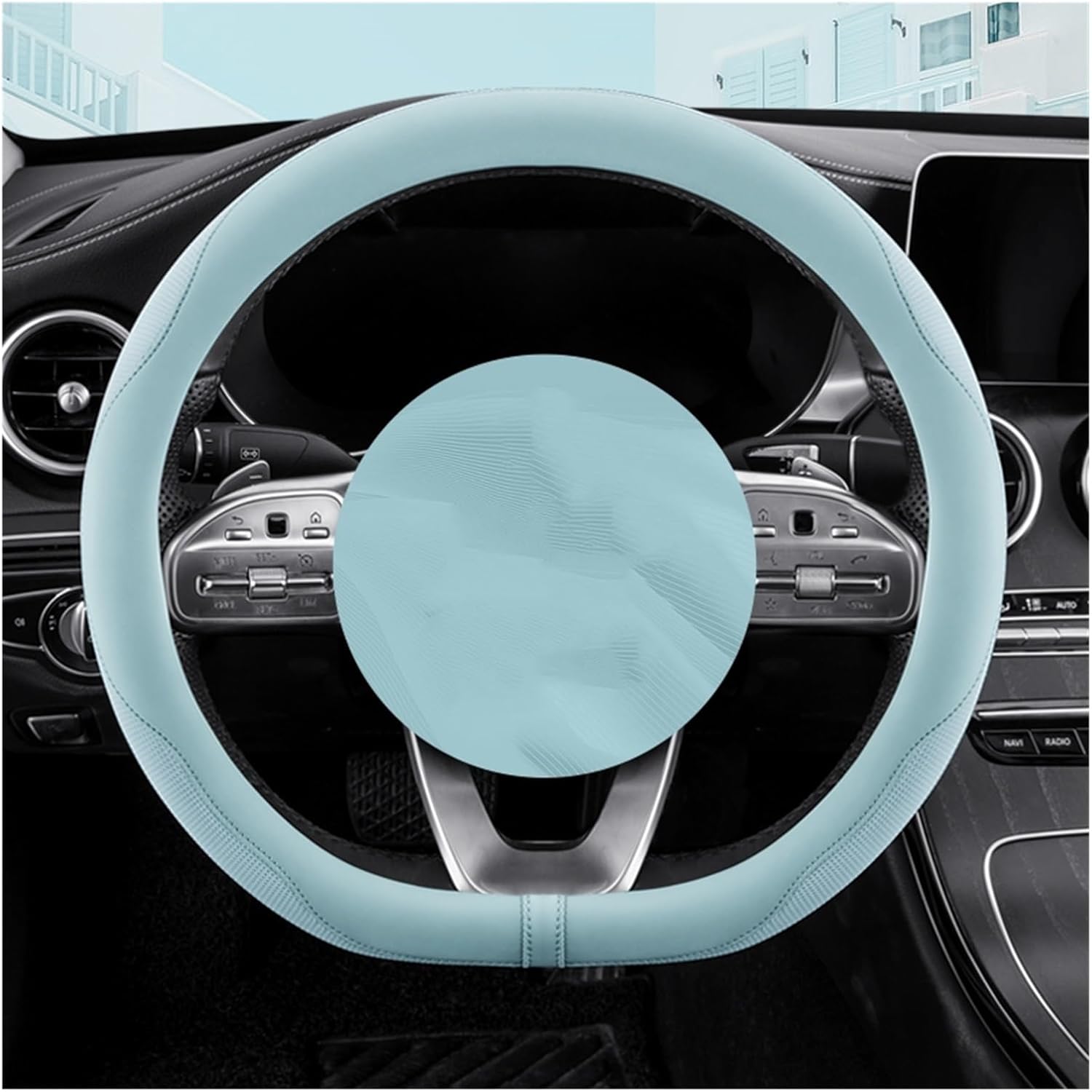 Car Steering Wheel Cover for D Type Car Steering Wheel Cover Ice Silk Car Decoration Comfortable Feeling Easy Grip (Color : 2#)
