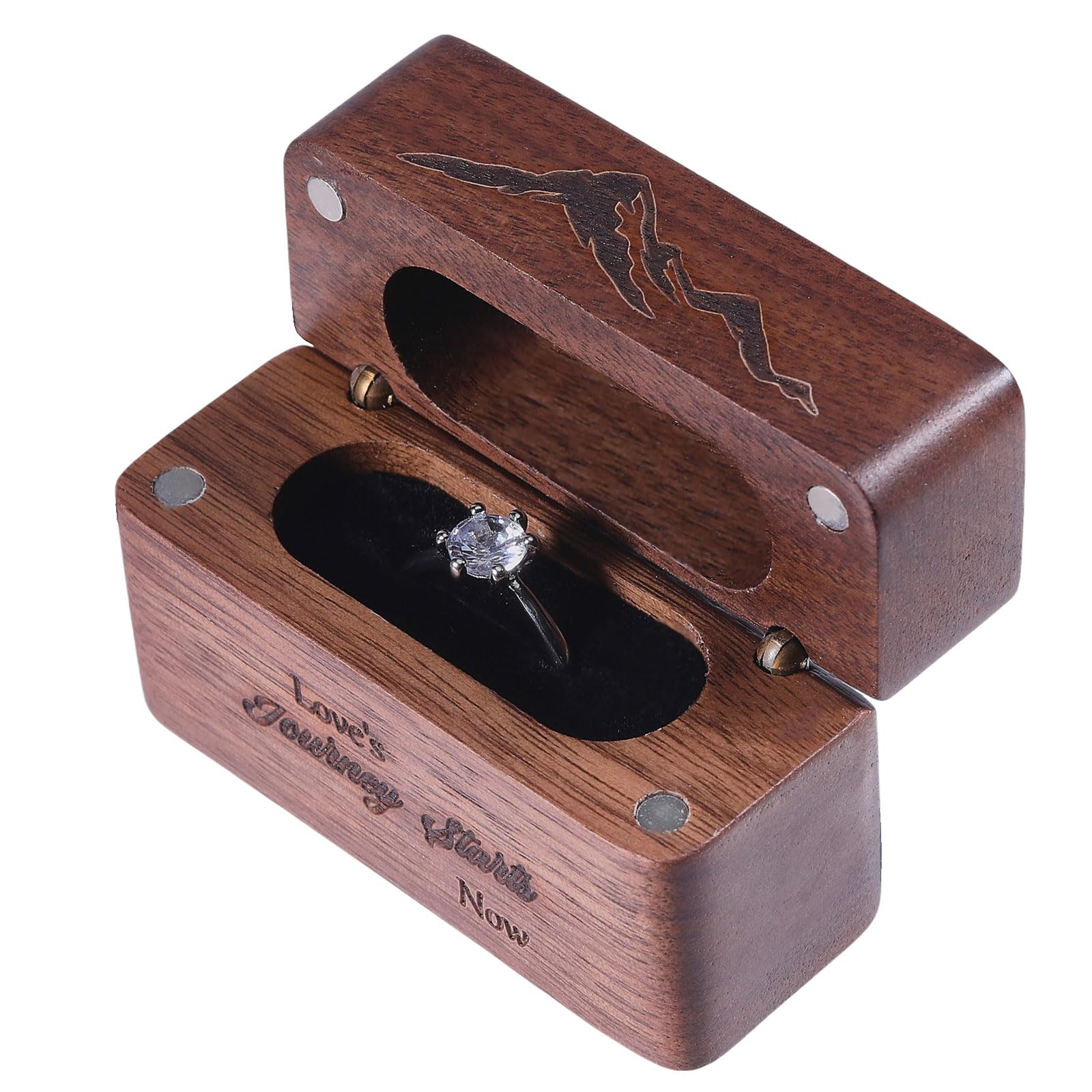 Boîte en bois bague mariage support alliances gravé boîte rangement