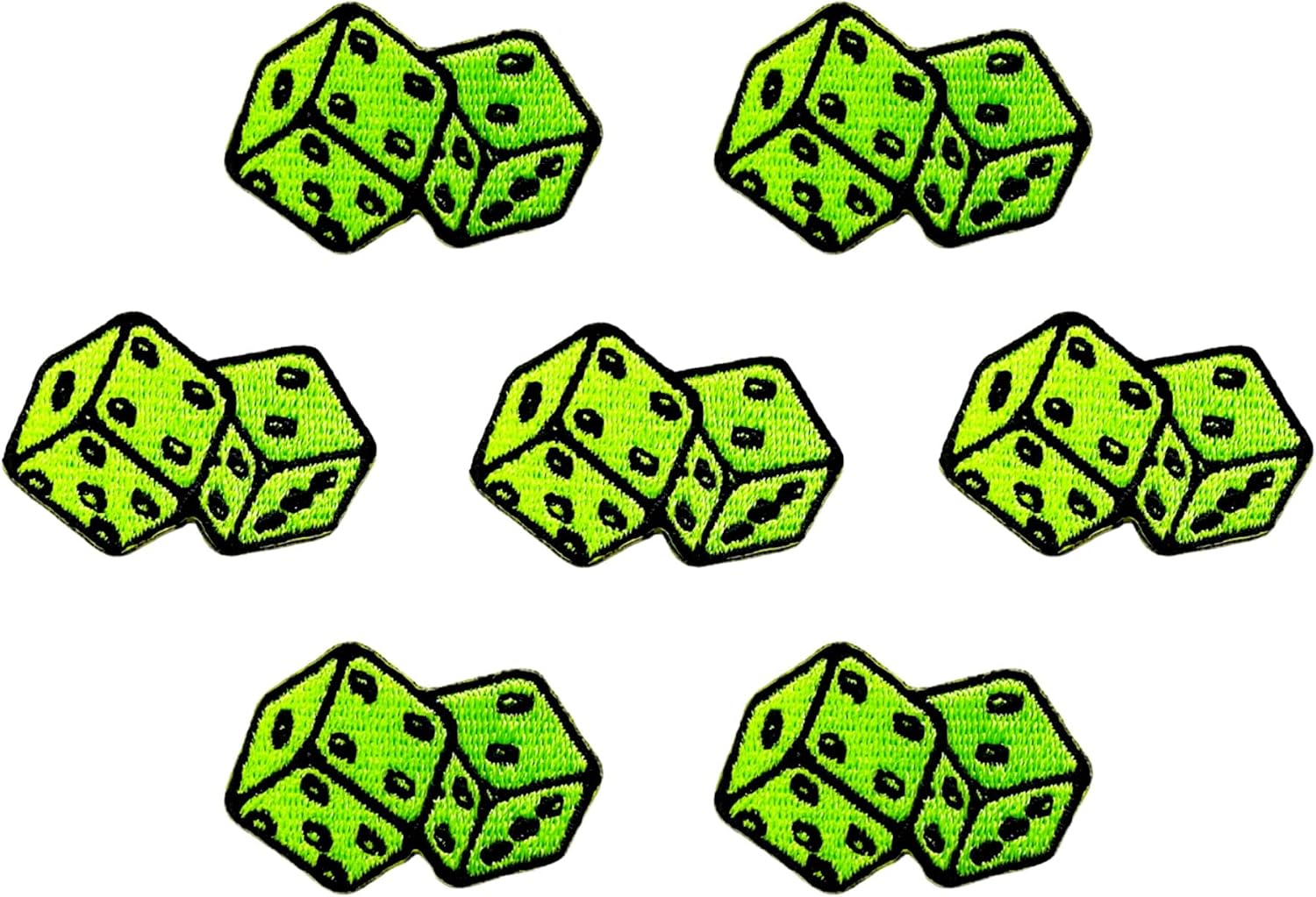 Bru_289 Patch Set of 2 Tiny. Mini Green Pair of dice Patches Logo1 Cute Cartoon sew Iron on Embroidered Applique Badge Sign Patches Clothing Costume image 5