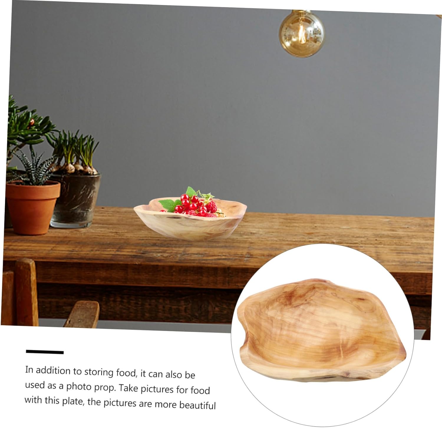 PRETYZOOM Solid Wood Fruit Bowl Storage Tray Irregular Shape Large Lightweight Creative Household Snack Organizer for Single