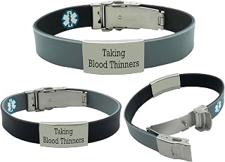 "Taking ANTICOAGULANT Blood THINNERS" Sport/Slim Reversible Medical Alert ID Bracelet for Men and Women