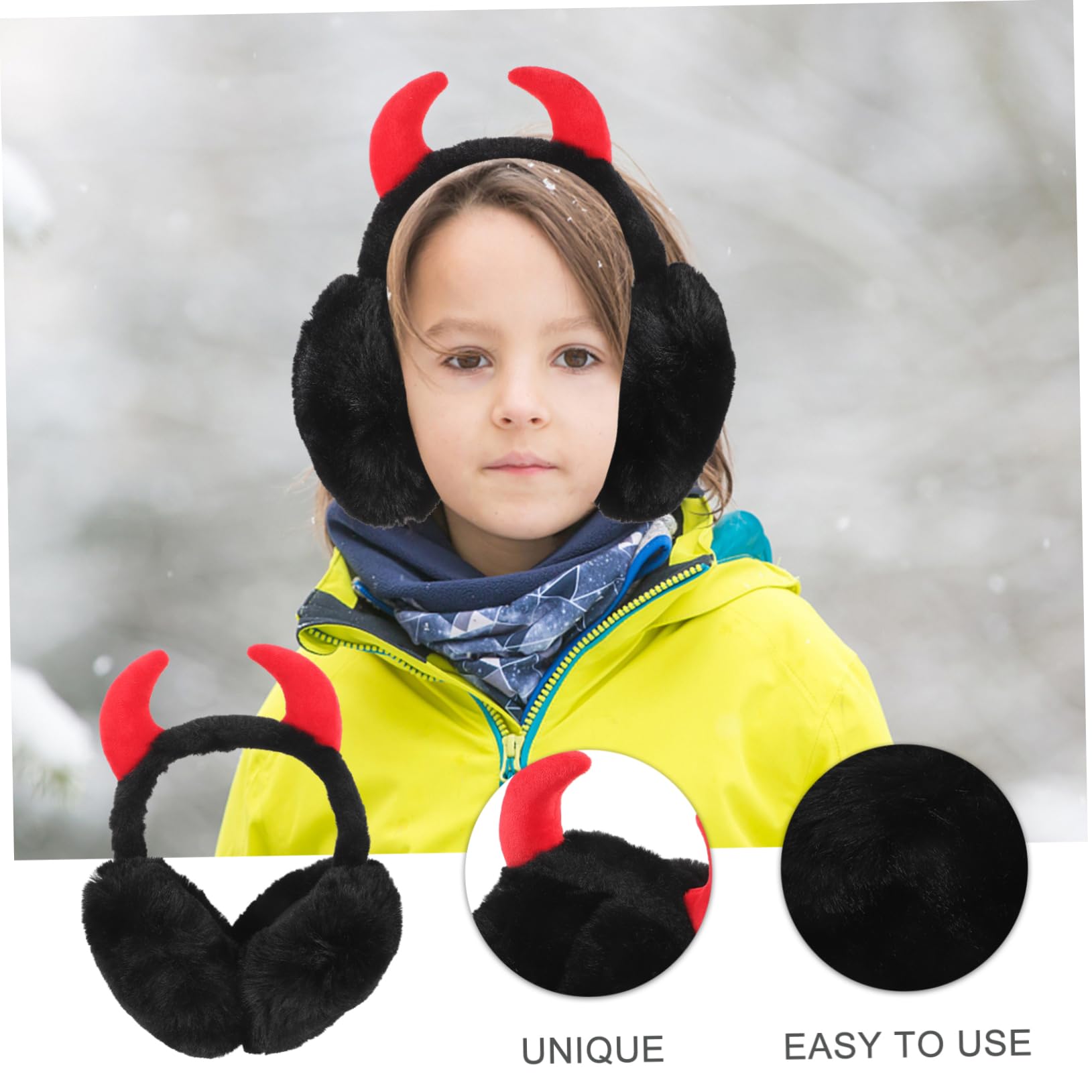 CATIEBYE Winter Ear Muffs for Women Foldable Horn Design Ear Warmers Lightweight Convenient Ear Protection for Outdoor Activities Classic Fashionable Color Present for Family