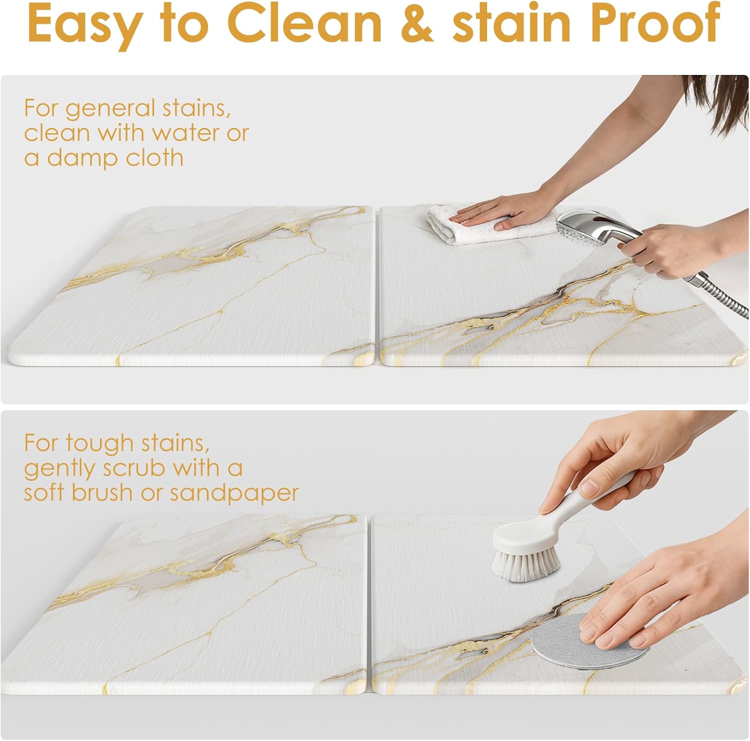 Foldable Stone Bath Mat - 24"x16" Fast-Drying Diatomaceous Earth Stone Shower Mat for Bathroom & Kitchen - Absorbent Non-Slip Diatomite Floor Mat - Eco-Friendly, Easy-Store Minimalist Home Decor