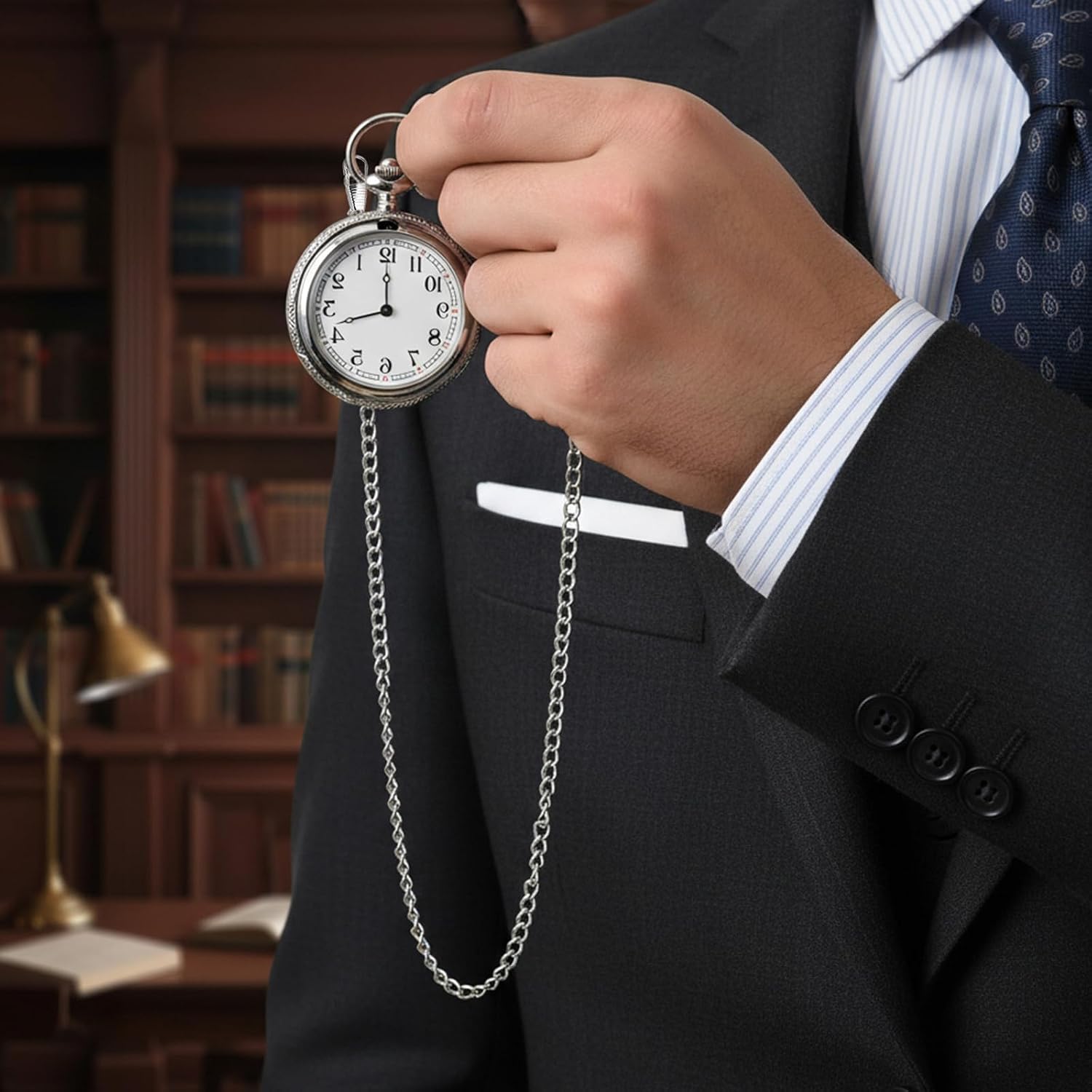 5 Pcs Pocket Watch Chains, Vintage Metal Watch Chain Vest Lapel for Men and Women, 5 Colors (14.37 Inch)