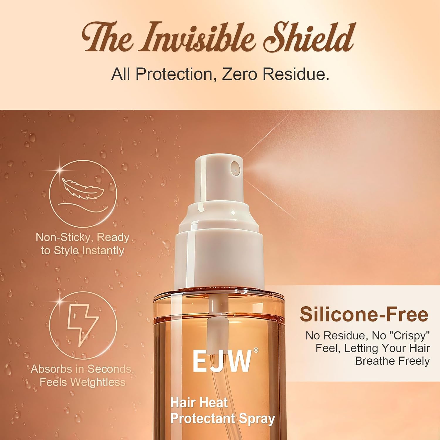 EJW Heat Protectant Spray for Hair - 450°F Thermal Protection (4.4 fl.oz)