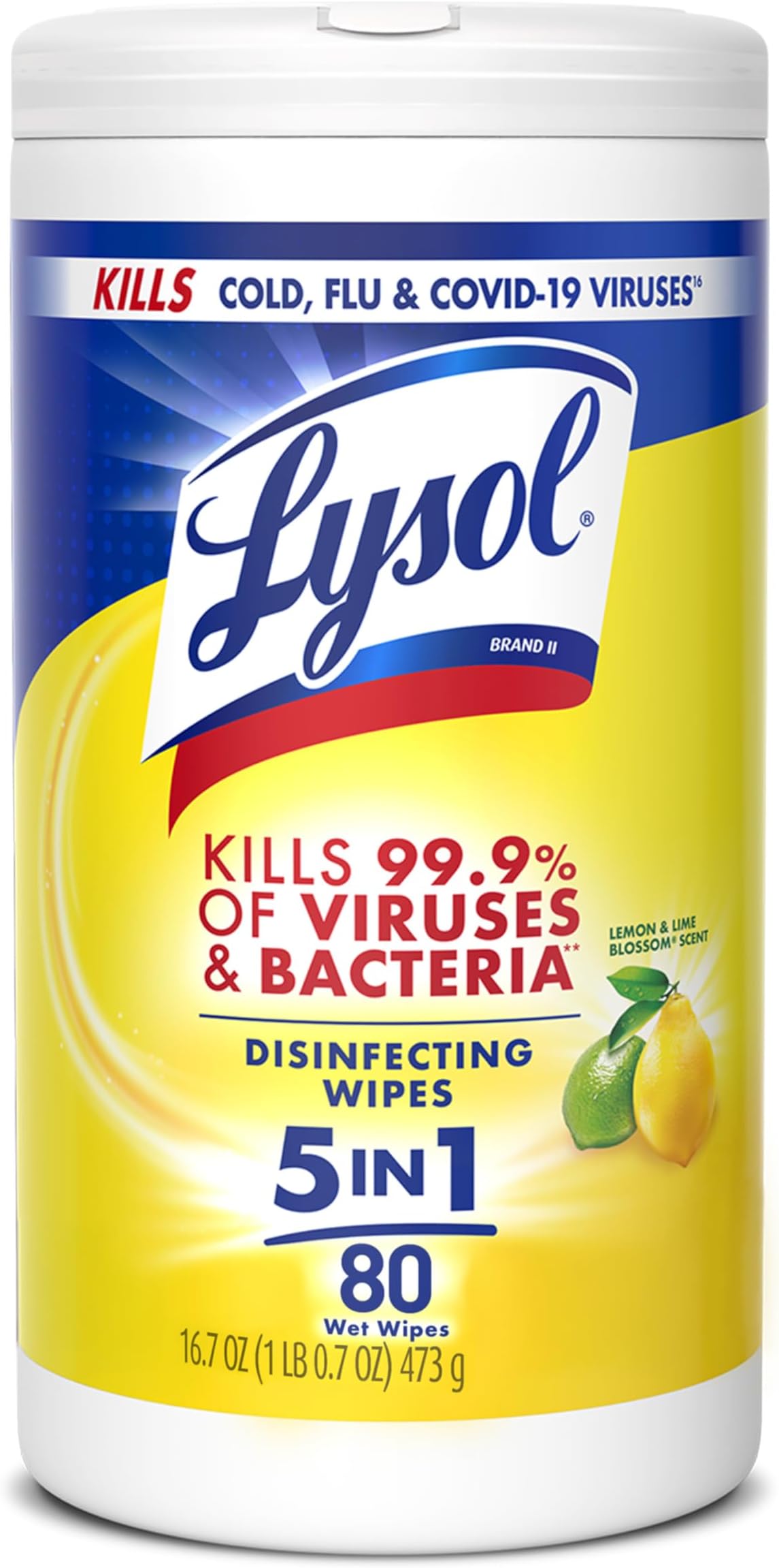 Disinfecting Wipes Bundle, Home Apartment Dorm Room Essentials and Cleaning Supplies, All Purpose Cleaner, Multi-surface Cleaning Wipes, Lemon and Lime Sanitizing Wipes Bundle, 80 Count