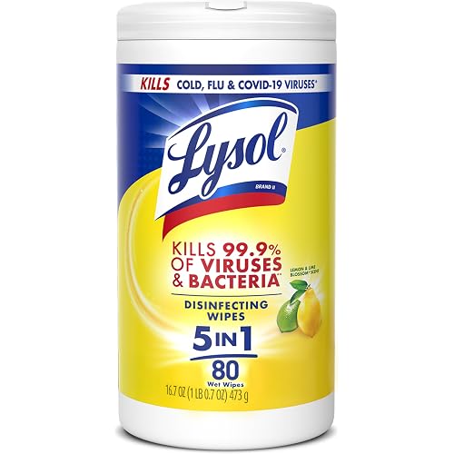 Lysol Disinfectant Wipes, Multi-Surface Antibacterial Cleaning Wipes, For Disinfecting and Cleaning, Lemon and Lime Blossom, 80 Count (Pack of 1)