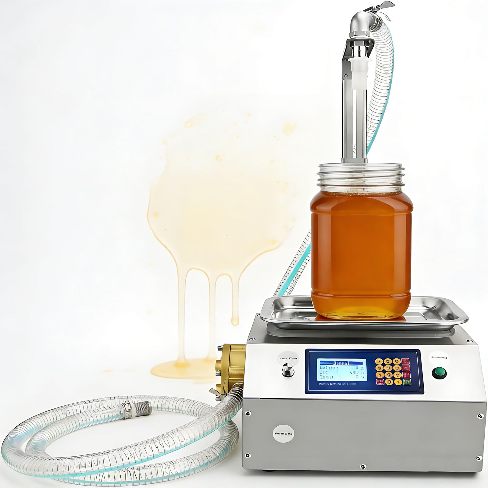 Macchina per il Riempimento di Liquidi, Riempitrice Automatica di Bottiglie con Capacità di Pesatura da 10 g a 3 kg, per Miele, Olio, Detersivo, Liquidi Viscosità 7L/Min