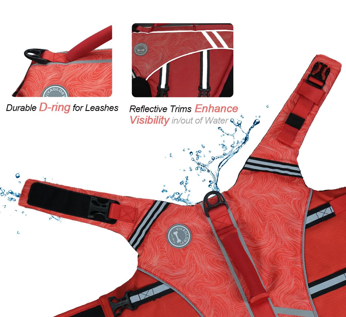 VIVAGLORY Sports Style Dog Life Jacket, Dog Buoyancy Jacket for Swimming & Boating - Image 4