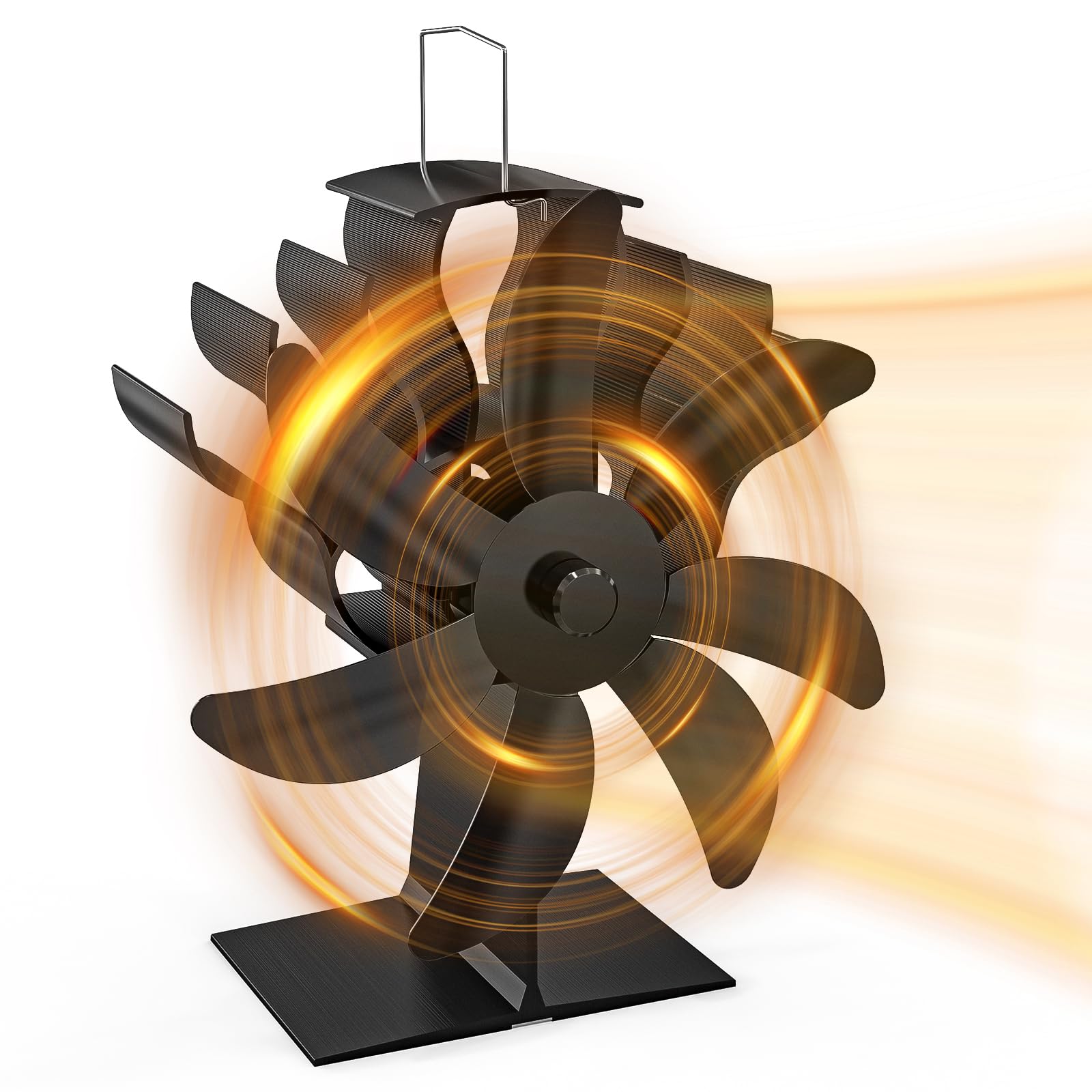 UZIMOO Ventilador de estufa de 7 hojas, sin electricidad, funcionamiento silencioso, ventilador de estufa de leña, funciona con calor, funciona con calor, utensilios para leña, chimenea