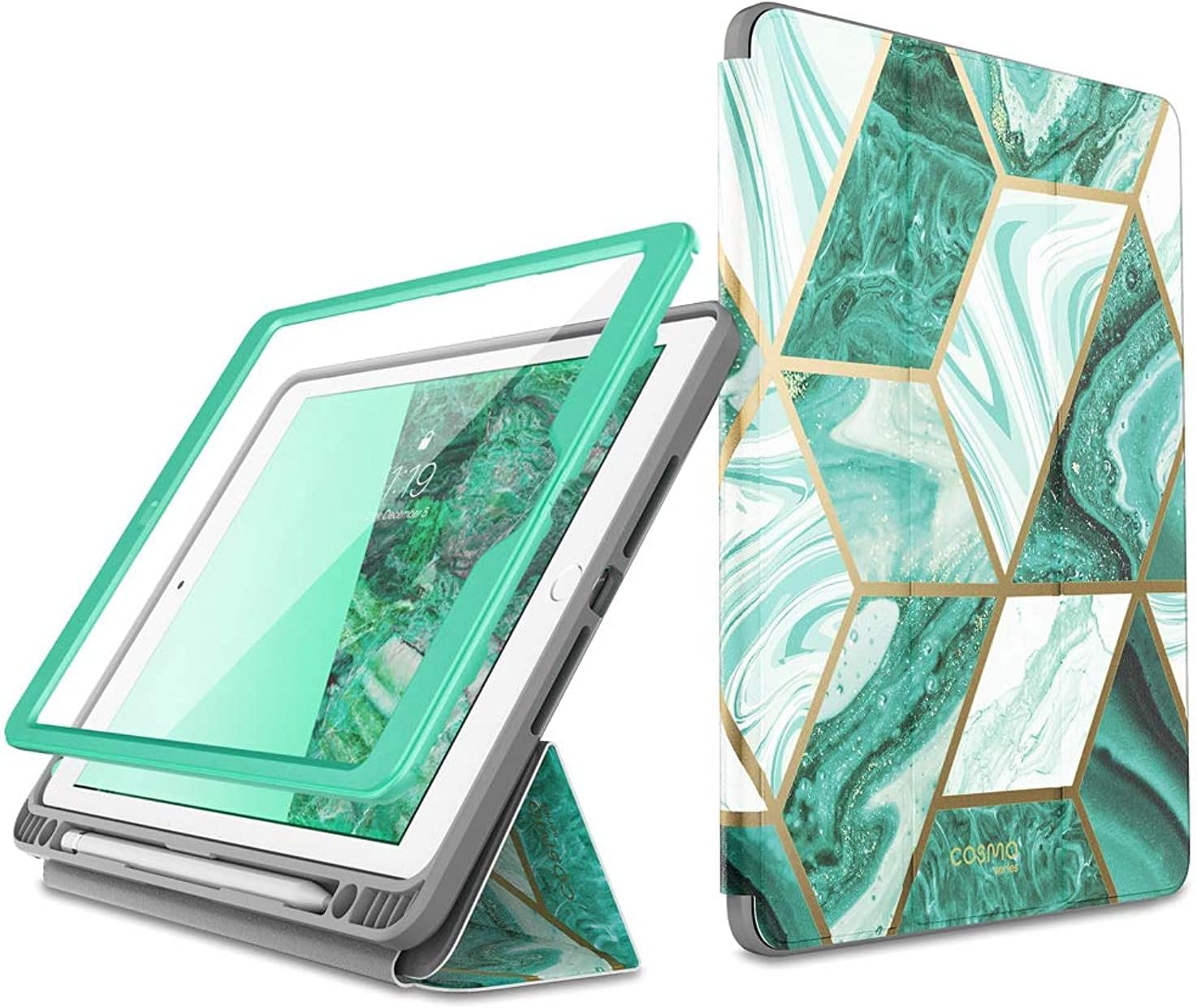 i-Blason Cosmo Case for iPad 9th/8th/7th Generation, iPad 10.2 (2021/2020/2019), Full-Body Trifold with Built-in Screen Protector Protective Smart Cover with Auto Sleep/Wake & Pencil Holder (Prasio)