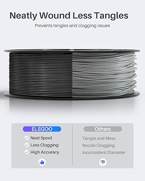 ELEGOO PLA Filament 1.75mm Black 4KG, 3D Printer Filament Dimensional Accuracy +/- 0.02mm, 4pcs 1kg Spool(2.2lbs) Fit Most FDM 3D Printers
