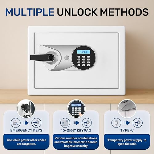 Miniatura 3 de BlackSmith Caja fuerte biométrica de seguridad digital para el hogar de 1.0 Cub con pantalla LCD, sistema de alarma doble, modo de silencio, acceso