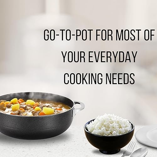 Miniatura 10 de Alpine Cuisine Horno holandés antiadherente de 11 cuartos de galón con tapa de vidrio  Caldero de aluminio multiusos para estofar - Hervir - Guisado