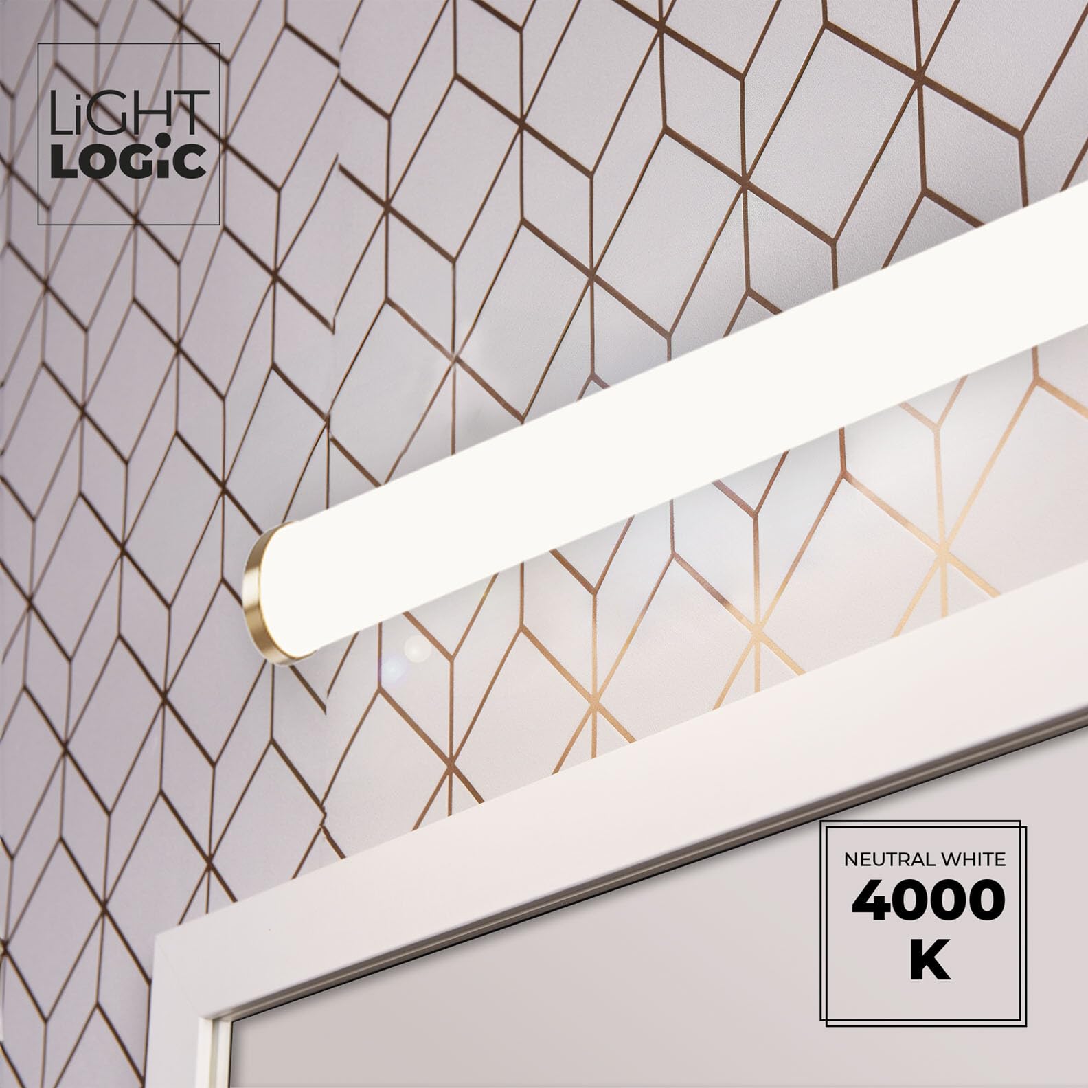 Applique miroir LED salle de bain or 60 cm – 8W – IP44 – Éclairage uniforme au-dessus du miroir – Finition dorée (seule couleur)
