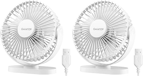 Vista 13 de Gaiatop Ventilador de escritorio USB, 5.5 pulgadas, pequeño, silencioso, potente, 3 velocidades, rotación de 90°, mini ventiladores de mesa