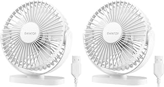 Gaiatop USB Desk Fan, 5.5 Inch Small Quiet Powerful 3 Speeds 90° Rotate, Personal Mini Portable Desktop Table Fans, Cooling for Home Office Car Travel Indoor Outdoor Pink (Pack of 2)