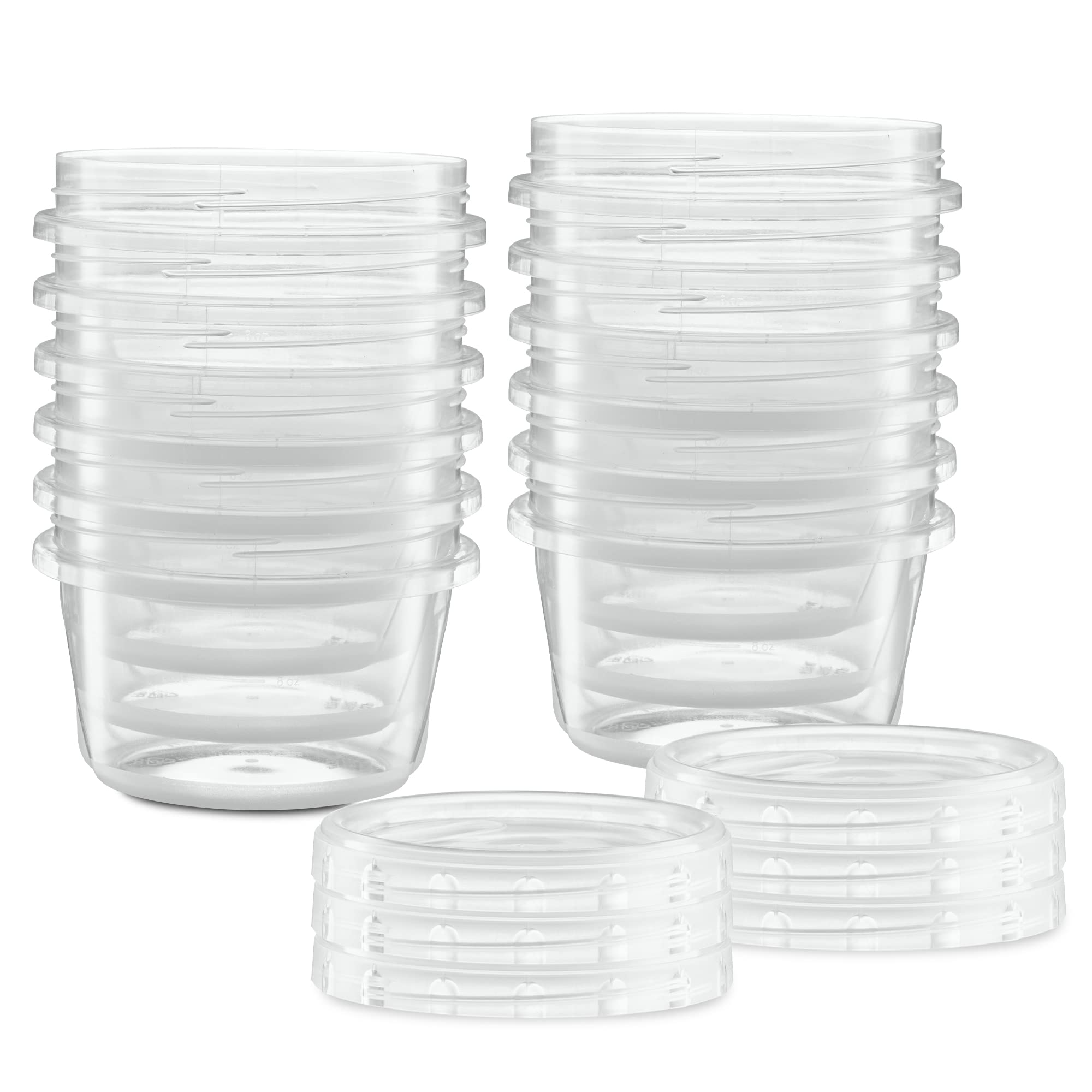 (16 onzas, paquete de 10) Cajas Contenedores de delicatesen con tapa giratoria transparente con tapas roscadas para almacenamiento de alimentos y congeladores