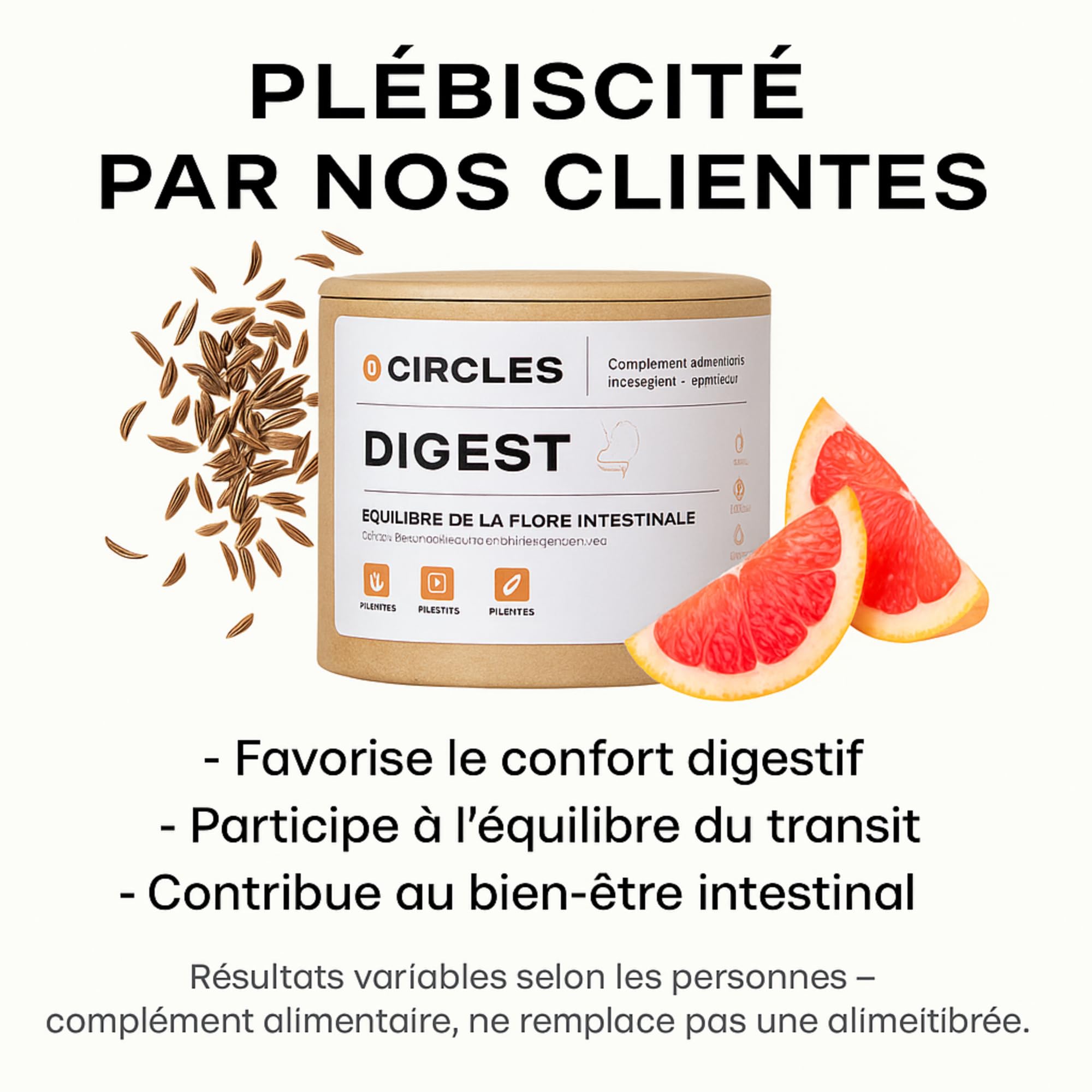 Circles DIGEST Probiotique Femme Bacillus Coagulans Lactospore Enzymes Digestives DigeZyme Flore Intestinale 60 Gélules Vegan