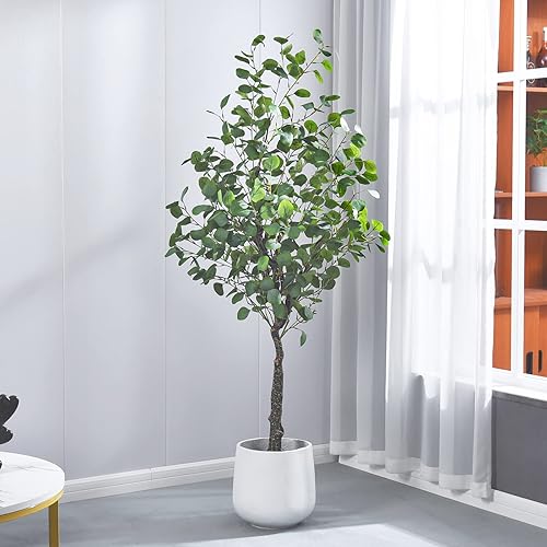 Miniatura 2 de Hanamono Palmera artificial de 5.25 pies, plantas sintéticas en maceta, árboles grandes de pájaro del paraíso, decoración del hogar, interiores y